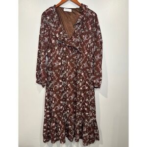 Women's Floral Fairy Dress Size 2 Ruffle Whimsical Cottagecore Romantic Boho